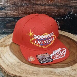 NWT Headlines Trucker Cap Hat Welcome To Las Vegas Adjustable Snap Back Red